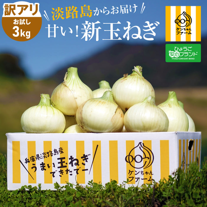 《訳あり》ひょうご安心ブランド認証 淡路島新たまねぎ 3kg【兵庫県淡路島産】