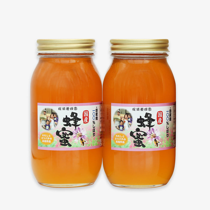 梶浦養蜂園の100%天然はちみつ 百花蜜 1,000g×2本【徳島県吉野川産】