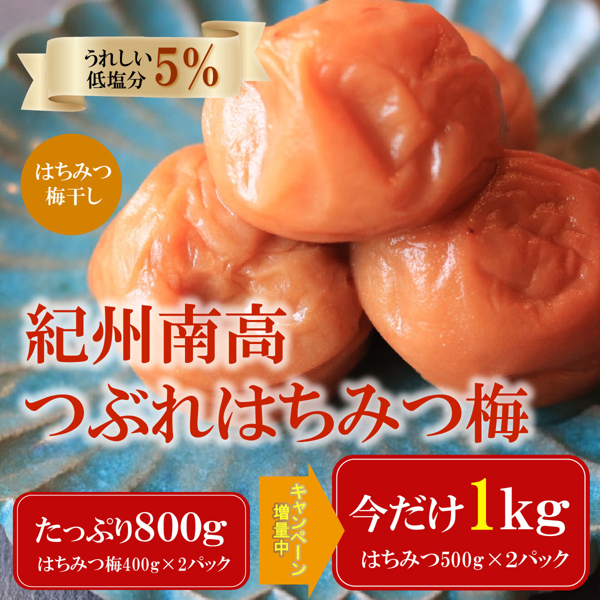 《増量キャンペーン中》つぶれ梅干し  訳あり 紀州南高梅 はちみつ梅 500g×2パック【和歌山県産】