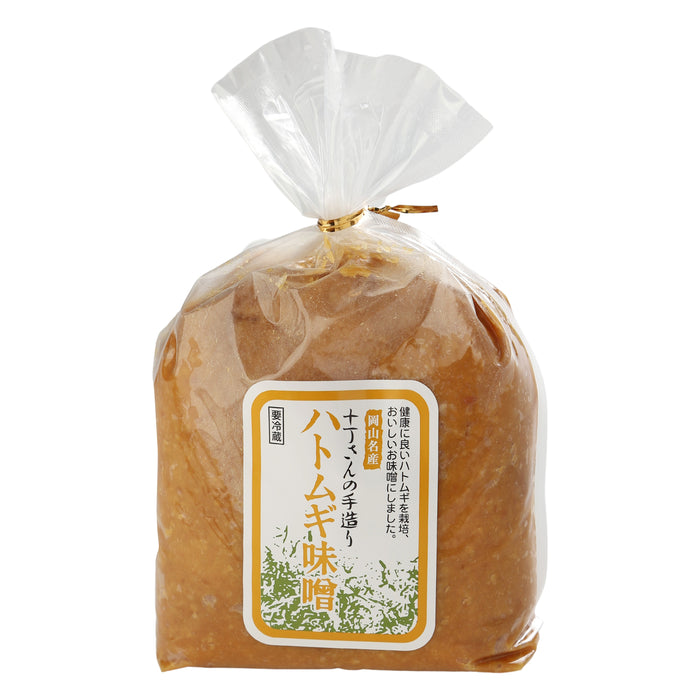 お徳用 エコ包装  国産原料100% まろやか 熟成 ハトムギ味噌 1kg 袋入り【岡山県岡山産】