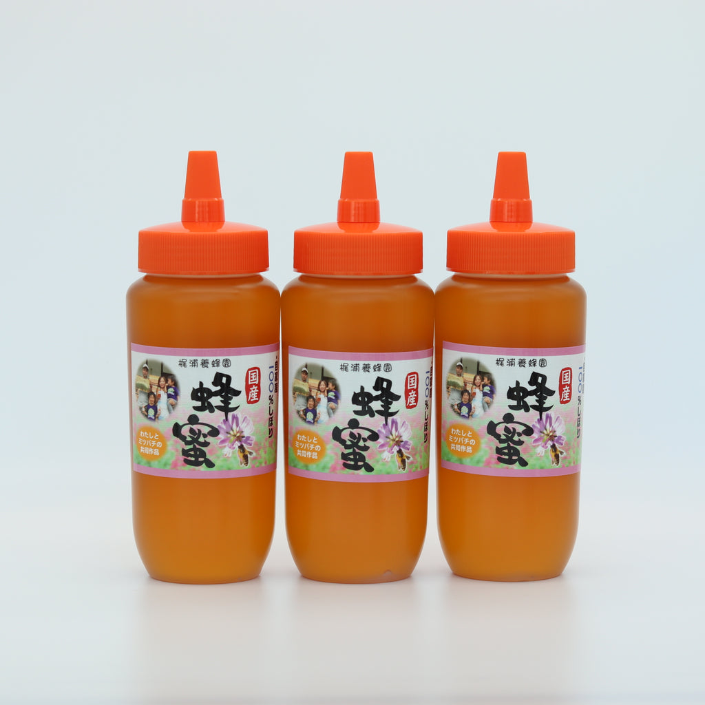 梶浦養蜂園の100％天然はちみつ 百花蜜 500g×3本【徳島県吉野川産